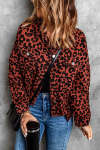 Leopard Print Raw Hem Jacket