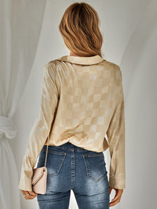 Checkered Curved Hem Shirt