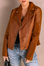 Load image into Gallery viewer, Ribbed Faux Leather Jacket
