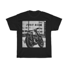 Cargar imagen en el visor de la galería, Camiseta de algodón grueso con la frase &quot;Just Ride&quot; en moto
