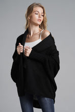 Load image into Gallery viewer, Dolman Sleeve Open Front Ribbed Trim Longline Cardigan
