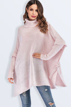 Load image into Gallery viewer, Tied Turtleneck Asymmetrical Hem Sweater
