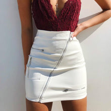 Load image into Gallery viewer, Elegant White PU Leather Length High Waist Mini Skirt
