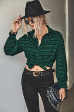 Load image into Gallery viewer, Plaid Button Front Dropped Shoulder Shirt
