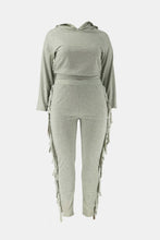 Load image into Gallery viewer, Plus Size Fringe Detail Hoodie and Sweatpants Set
