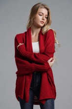 Load image into Gallery viewer, Dolman Sleeve Open Front Ribbed Trim Longline Cardigan
