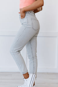 Kancan Valentina Pinstripe Mom Jeans