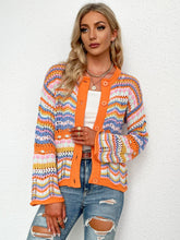 Load image into Gallery viewer, Chevron Stripes Openwork Cardigan
