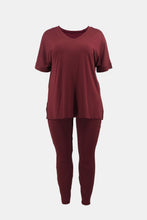 Load image into Gallery viewer, Plus Size V-Neck Slit Top and Pants Set
