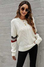 Load image into Gallery viewer, Feeling You Best Striped Cable-Knit Round Neck Sweater
