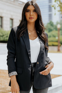 Leopard Lining One-Button Blazer