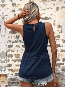 Scalloped Sleeveless Peplum Top