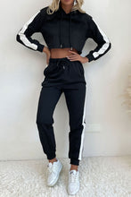 Load image into Gallery viewer, Side Stripe Cropped Hoodie and Jogger Set
