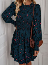 Load image into Gallery viewer, Printed Puff Sleeve Smocked Dress
