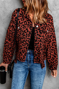 Leopard Print Raw Hem Jacket