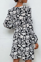 Load image into Gallery viewer, Floral Belted V-Neck Puff Sleeve Mini Dress
