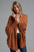 Load image into Gallery viewer, Dolman Sleeve Open Front Ribbed Trim Longline Cardigan
