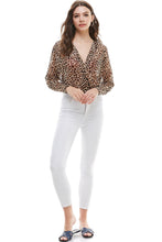 Load image into Gallery viewer, Leopard animal Surplice Dolman Sleeve Bodysuit
