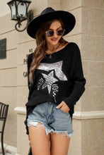 Load image into Gallery viewer, Sequin Graphic Dolman Sleeve Knit Top
