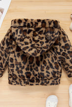 Load image into Gallery viewer, Girls Leopard Zipper Front Hooded Coat
