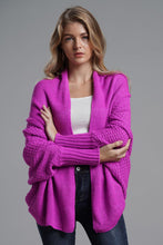 Load image into Gallery viewer, Dolman Sleeve Open Front Ribbed Trim Longline Cardigan
