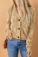 Load image into Gallery viewer, Mixed Knit Button Down Cardigan with Pockets
