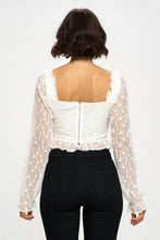 Load image into Gallery viewer, Chocolate USA Lace Corset Flounce Sleeve Cropped Top
