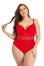 Load image into Gallery viewer, Plus Size Spliced Mesh Tie-Back One-Piece Swimsuit
