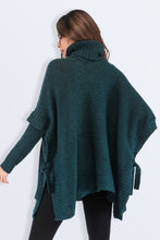 Load image into Gallery viewer, Tied Turtleneck Asymmetrical Hem Sweater
