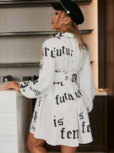 Load image into Gallery viewer, Letter Print Johnny Collar A-Line Dress
