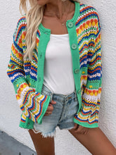 Load image into Gallery viewer, Chevron Stripes Openwork Cardigan
