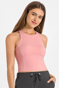 Camiseta de yoga con cuello redondo y espalda cruzada