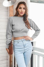 Load image into Gallery viewer, Round Neck Long Sleeve Cropped Sweater
