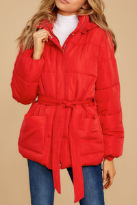 Chaqueta acolchada roja de invierno para mujer