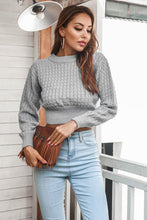 Load image into Gallery viewer, Round Neck Long Sleeve Cropped Sweater
