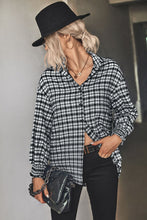 Load image into Gallery viewer, Plaid Button Front Dropped Shoulder Shirt
