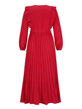 Load image into Gallery viewer, Pleated Surplice Tie Waist Maxi Dress
