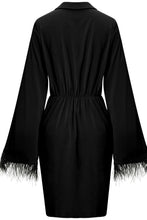 Load image into Gallery viewer, Feather Detail Tulip Hem Johnny Collar Dress
