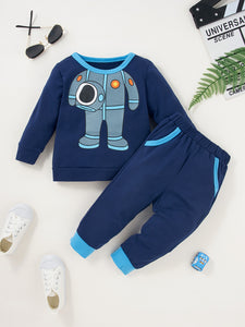 Conjunto de pantalón y top con gráfico de robot para niños