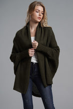 Load image into Gallery viewer, Dolman Sleeve Open Front Ribbed Trim Longline Cardigan
