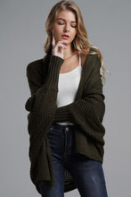 Load image into Gallery viewer, Dolman Sleeve Open Front Ribbed Trim Longline Cardigan
