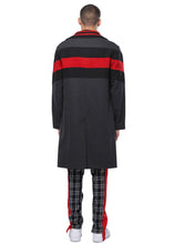 Load image into Gallery viewer, Konus Men&#39;s Wool Blend Long Coat with Contrast Stripes - Charcoal
