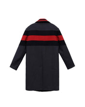 Load image into Gallery viewer, Konus Men&#39;s Wool Blend Long Coat with Contrast Stripes - Charcoal
