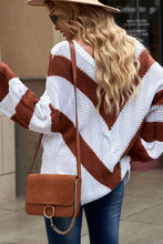 Load image into Gallery viewer, Chevron Cable-Knit V-Neck Tunic Sweater
