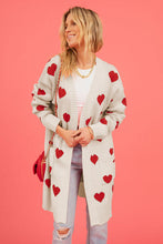 Load image into Gallery viewer, Heart Graphic Open Front Cardigan with Pockets
