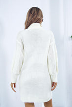 Load image into Gallery viewer, Openwork Turtleneck Long Sleeve Sweater Dress
