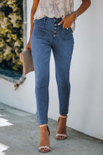 Load image into Gallery viewer, Button Fly Skinny Jeans with Pockets
