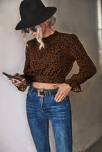 Load image into Gallery viewer, Animal Print Tie-Back Cropped Blouse
