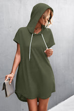 Load image into Gallery viewer, Two-Tone Drawstring Detail Hooded Dress
