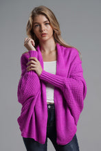 Load image into Gallery viewer, Dolman Sleeve Open Front Ribbed Trim Longline Cardigan
